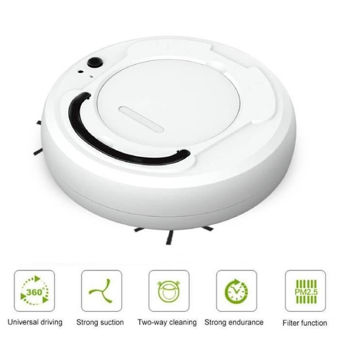 Moquettes et Sols Durs USB Rechargeable pour les poils d/'animaux Aspirateur Robot 3 en 1 DokFin Robot Aspirateur Intelligent Laveur avec fonction lavage de sol Système de Nettoyage Puissant