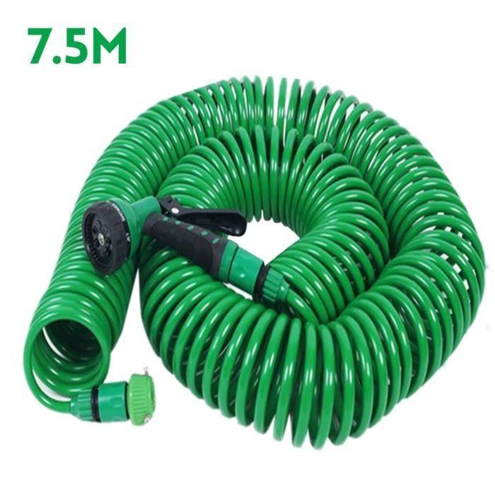Tuyau D'arrosage En Spirale Rétractable 7,5m - Léger, Flexible, Idéal Pour Jardin, Balcon Et Plantes