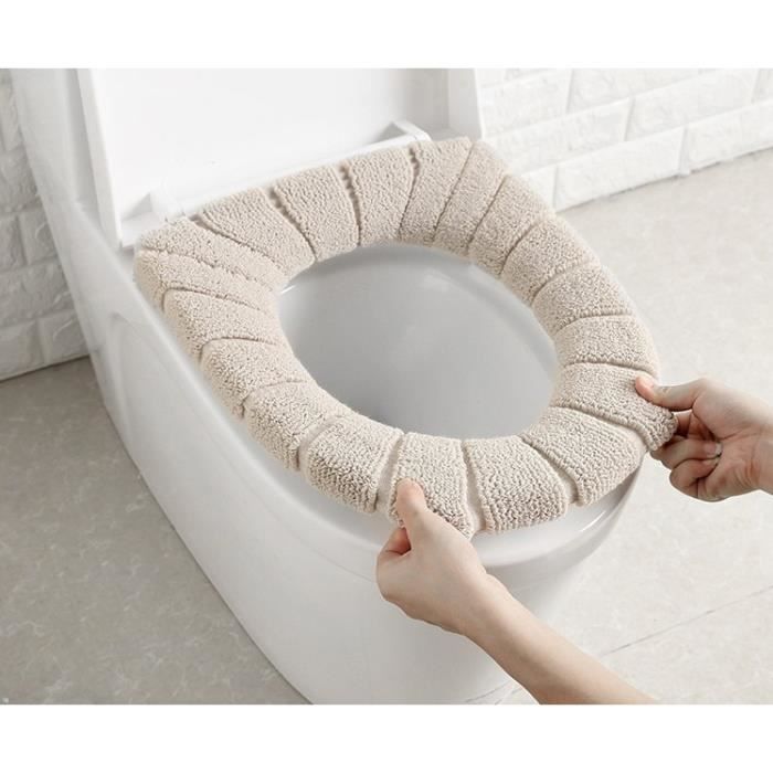 Abattant Wc,Chaud doux siège de toilette tapis épais en peluche couleur bloc  haute élasticité couvercle de toilette - Type Bleu - Cdiscount Bricolage