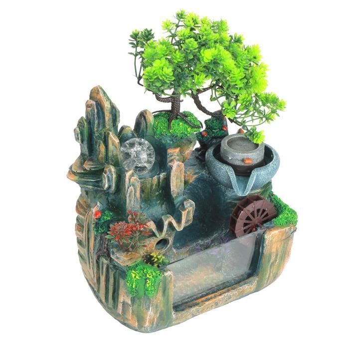 Petite Fontaine D'eau à Cascade Intérieure Fontaine De Table En Résine Fontaine D'eau Qui Coule Alpine Décoration De Salon Ornement De Paysage Aquatique Décoration De Bureau Porte-bonheur Décor Feng S