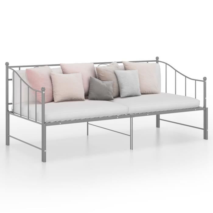 Canapé-lit - HB036 - Extensible - Métal - 90x200 cm - Gris