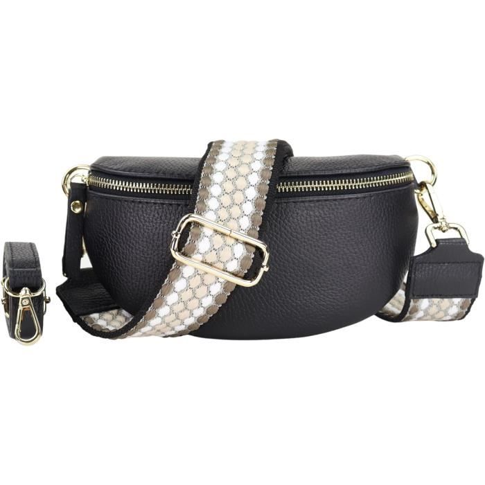 Sac Banane Femme Cuir PU Matelassé - Mini Sac Ceinture Taille & Bandoulière Élégant - Noir Chic