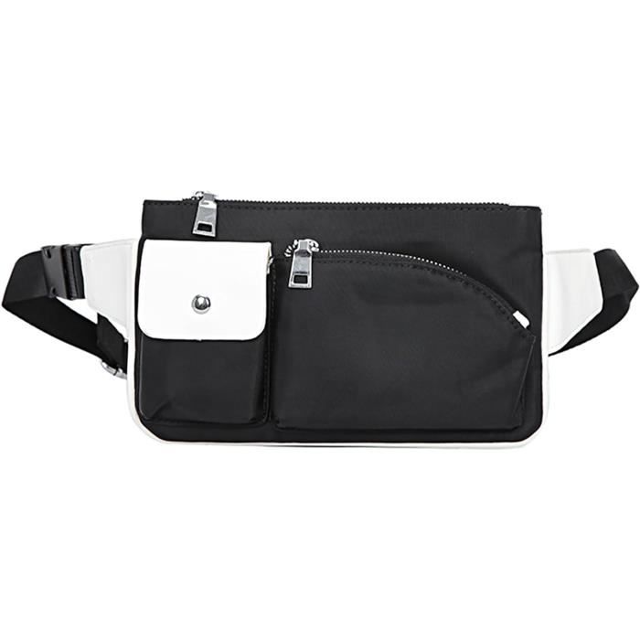 HJYDGJ Sac Banane Noir Pour Homme Et Femme - Petit Sac Banan Avec Sangle D Extension Noir Sac Banane