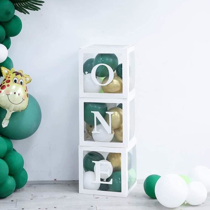 Boîtes à Ballons Lettres 'ONE' - Décoration Baby Shower Ou Anniversaire, Blanc, 30 Cm