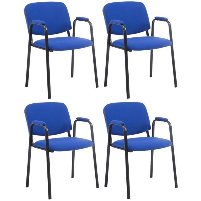 Lot De 4 Chaises Visiteur Ken Pro - Confort Assuré Avec Accoudoirs - Bureau & Salle D'Attente - Noir