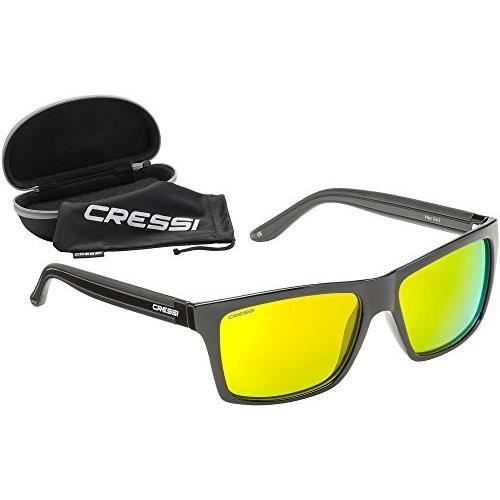 lunettes de soleil polarisées cressi premium pour homme - noir/jaune - 100% anti-uv avec étui rigide