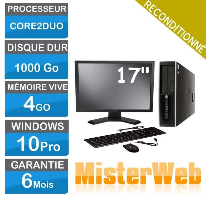 Ordinateur de Bureau complet core2duo 1000 Go HDD 4 Go Ram Win10 écran 17 EN VRAC selon modèle disponible. DELL HP LENOVO En