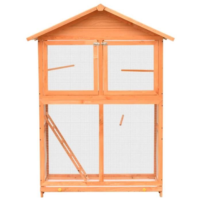 Cage à oiseaux - DUOKON - 1255x595x164 cm - Bois massif - Résistante aux intempéries - Facile à monter
