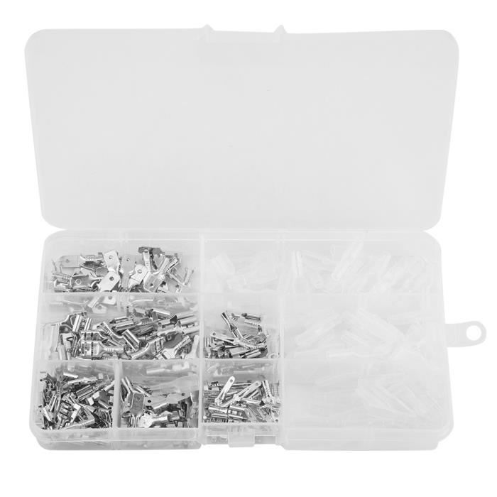 60 Connecteurs à Sertir Drapeau Femelle Isolés - AWG 22-10, Angle Droit, Couleurs Variées