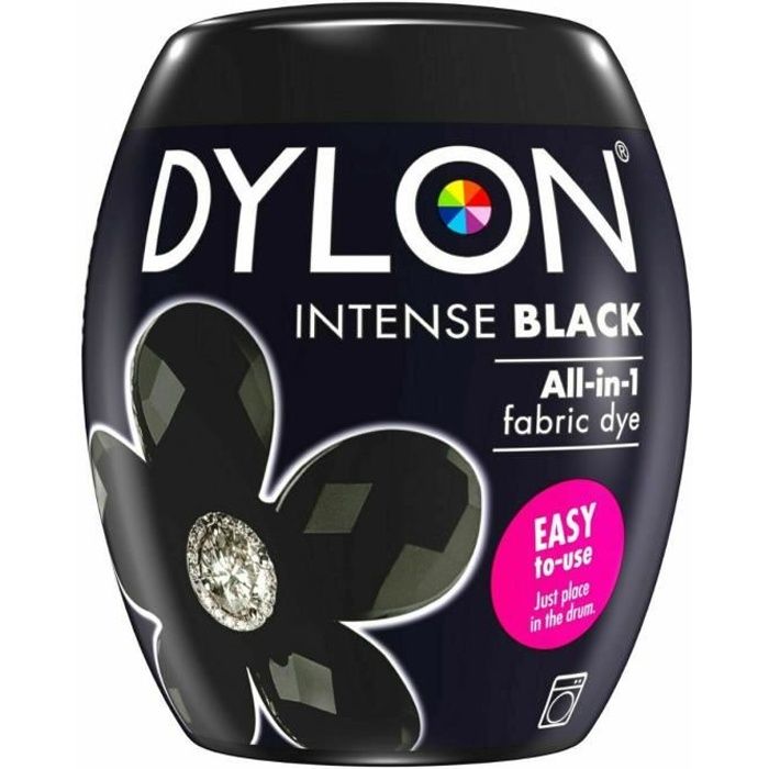 Dylon Pod Dosettes de machine de teinture de tissu Sachet de couleur de tissu pour Vêtements Rembourrage doux, Noir Intense, 350g