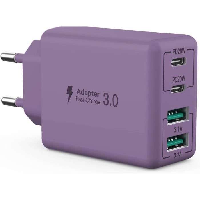 QENEQ GaN Chargeur USB C 65 W 3 Ports Chargeur De Voyage Chargeur Mural Adaptateur De