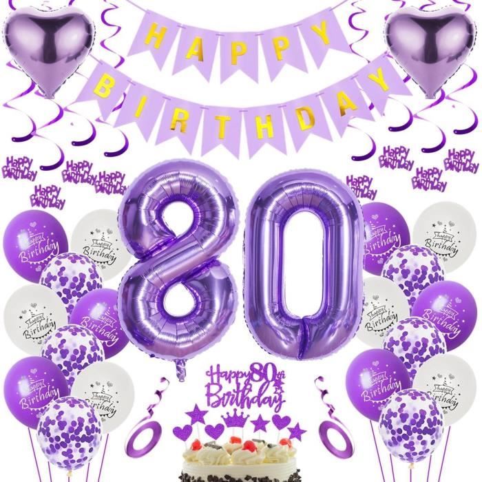 Décoration Anniversaire 9 Ans Fille - Thème Violet, Ballons, Guirlandes, Insert Gâteau - Kit Fête Complet - 7