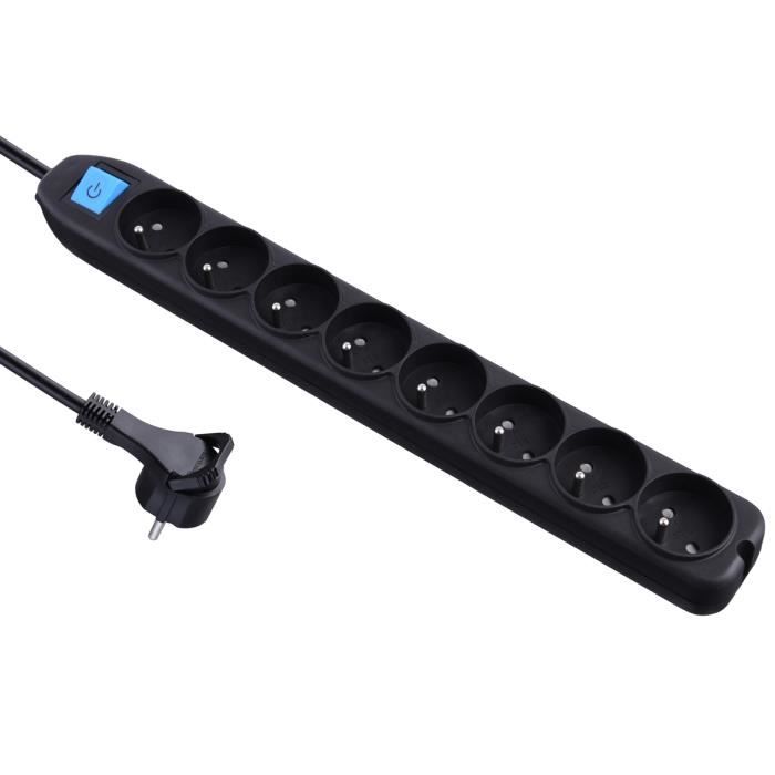 Electraline 32051 Bloc 4 prises avec interrupteur//fiche plate 1,5 m Noir