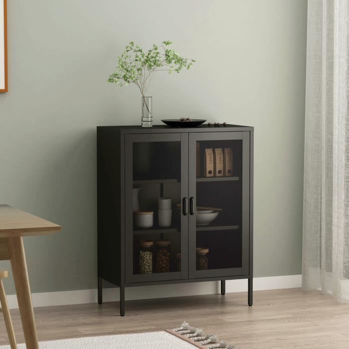 Buffet métallique Falköping acier 102 x 80 x 40 cm noir