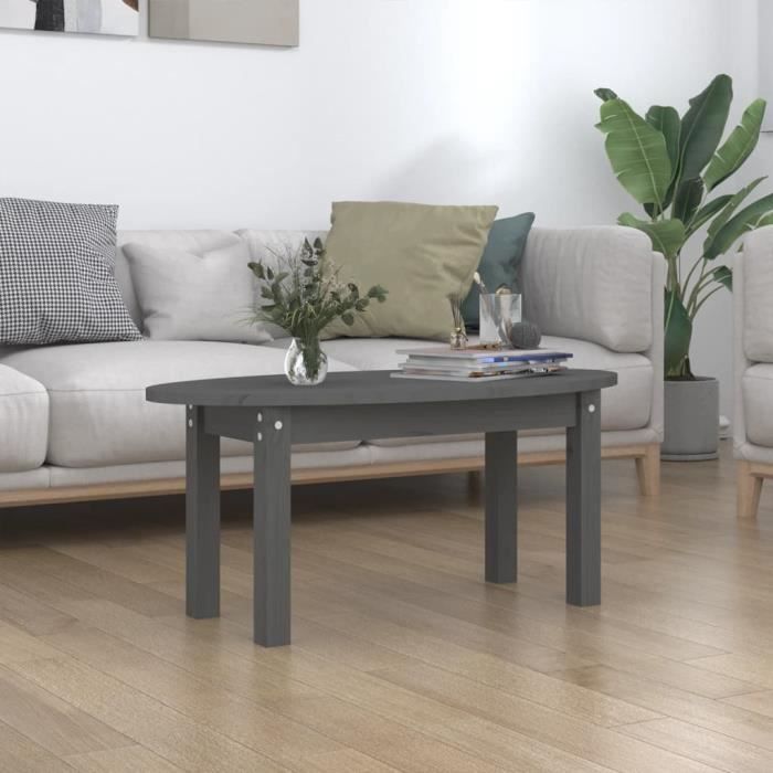 famirosa table basse gris 80x40x35 cm bois massif de pin-349