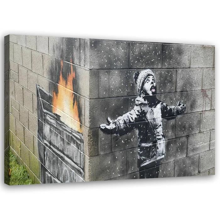 Affiche Murale Banksy « J'aime La Vie » - Impression Sur Toile, Cadre Inclus - Décoration Salon, Chambre, Bureau - Toile Imperméable, Couleurs Vives