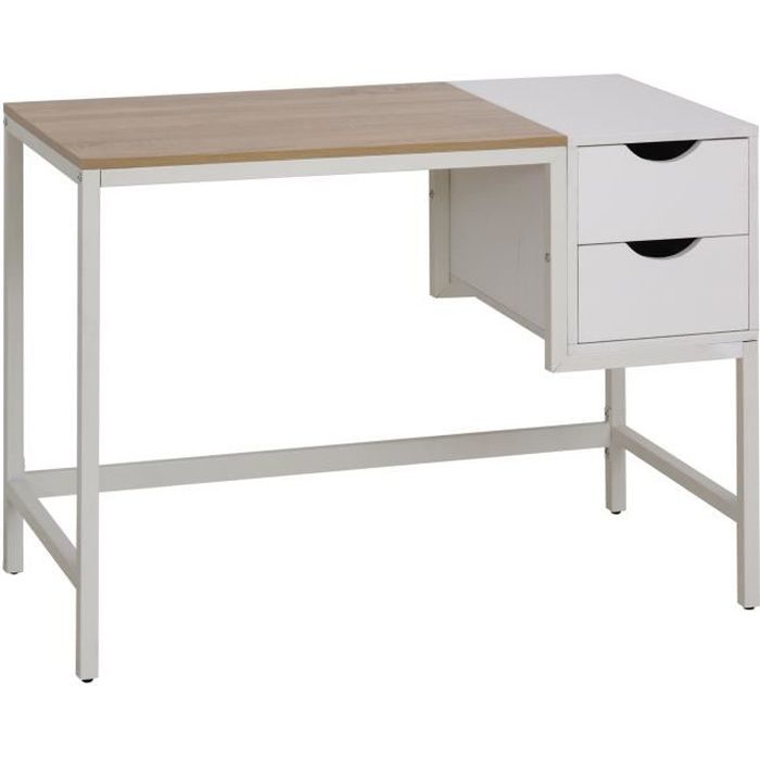 Homcom Table pour Ordinateur Table Informatique dim 60L x 40l x 68-78H cm Hauteur réglable 4 roulettes Blanc érable 