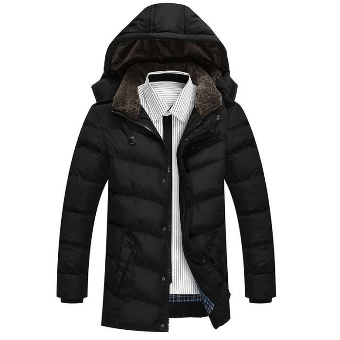 Parka Capuche Homme Col Fourrure Homme Marine H Noir - Cdiscount Pr??t-?�-Porter