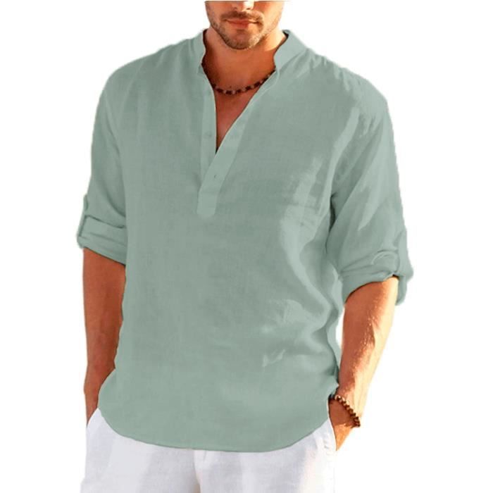 Chemise Lin Chemise Couleur Pastel Homme Polo Homme Chemise Lin
