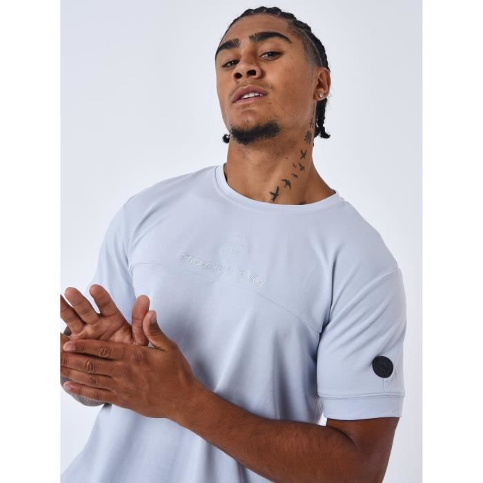 Tee shirt style techwear PROJECT X PARIS Homme Coupe regular Bleu Manches courtes Col classique