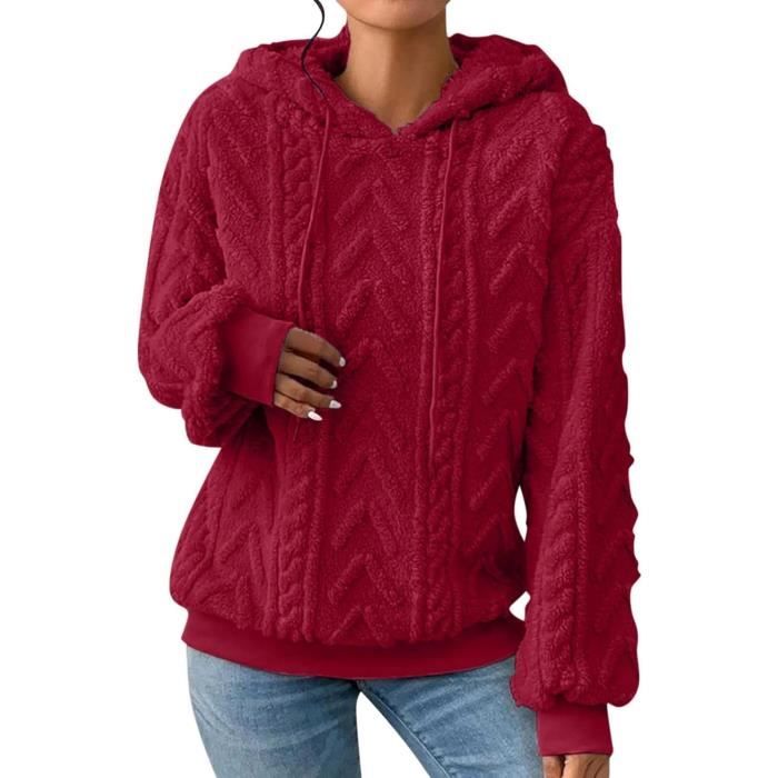 MANTEAU CABAN PARDESSUS Sweat Polaire Capuche Hiver Chaud Veste Polaire Femme avec Capuche Grande Manteau Mode Bordeaux Bordeaux Cdiscount Pret a Porter