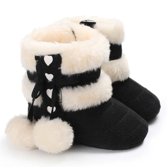 puseky nouveau-né bébé fille hiver bottes de neige en tricot de laine polaire douce semelle antidérapante chaussures bottes dhiver