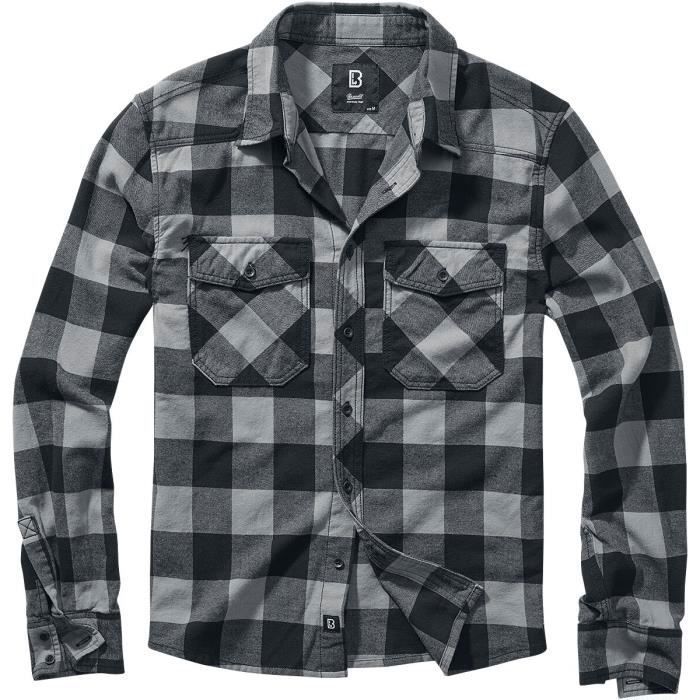 Chemise En Flanelle Brandit Homme - 100% Coton - Poches Poitrine - Style Classique Décontracté