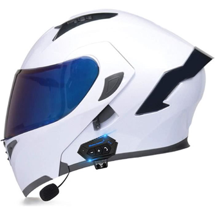 ZHTBATE Bluetooth Modulable Casque Moto ECE Homologué Flip-Up IntéGré Casque Avec Double Visière Casque Moto
