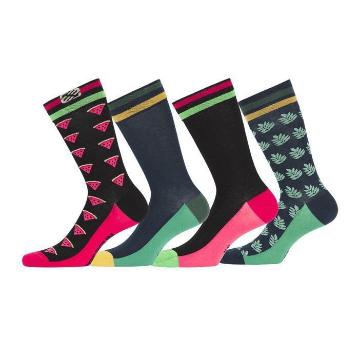 FREEGUN Chaussette homme coton chaussette fantaisie homme fun et coloree Lot de 4 multicolore