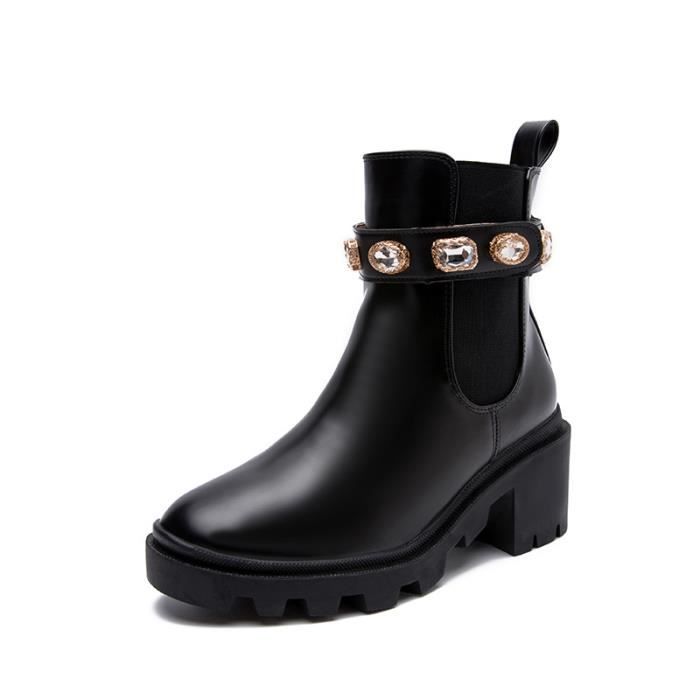 Bottines Chelsea Pour Femme - Talon Plateforme 5 Cm - Semelle Antidérapante - Taille 36 à 42 - 2