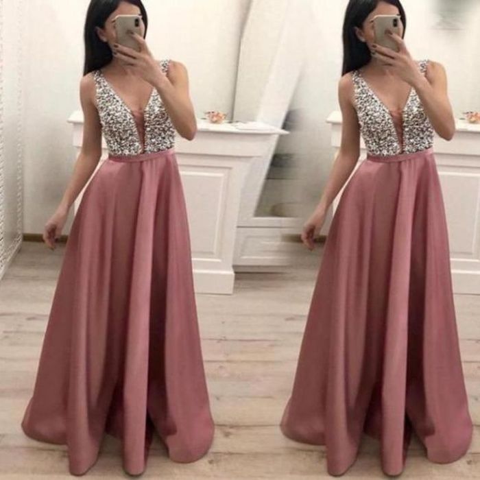 Robe de Cocktail Courte Rose à Paillettes pour Femme, Tenue de