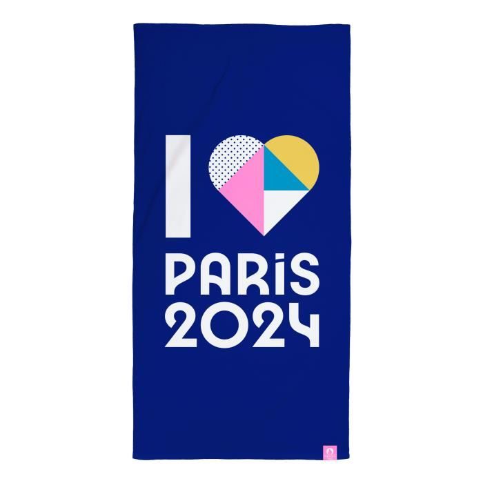 Drap de plage imprimé 100% coton PARIS 2024 JEUX OLYMPIQUES COEUR