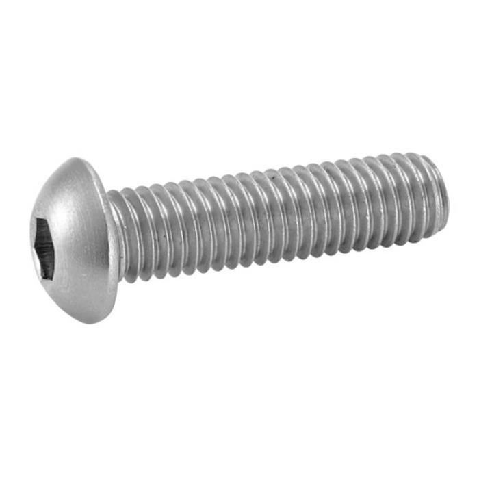 Vis metaux - tête bombée 6 pans creux CHC - ISO 7380 - INOX A4 - LES