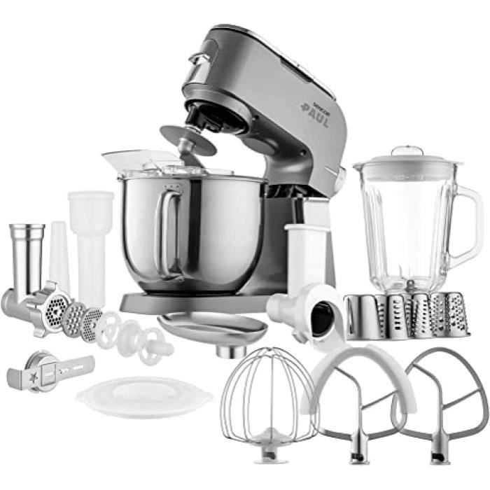 Robot Pâtissier BETRY 1500W 7.5L - Batteur Sur Socle Avec Fouet, Crochet, 6 Vitesses - 11