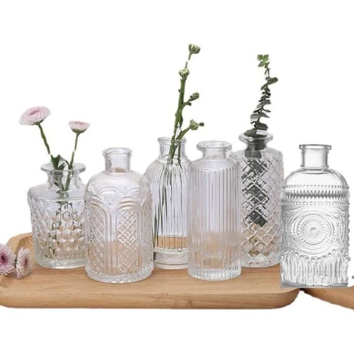 ComSaf Lot De 6 Mini Vases En Verre Vintage - Petites Bouteilles Décoratives Anciennes Pour Fleurs, Centres De Table Mariage Et Décoration Intérieure