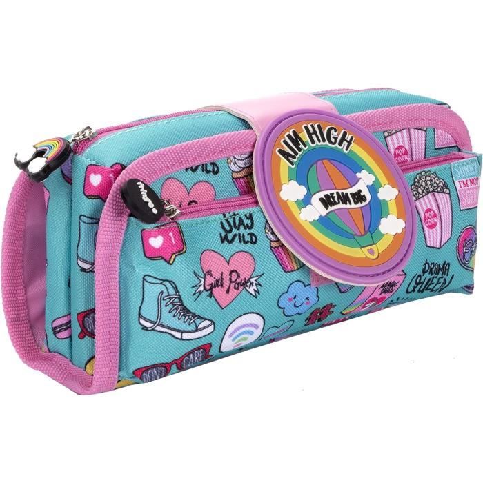 Trousse à Crayons Enfants Xixirimido - Motif Requin Fraise - Multi-compartiments Pour École Ou Voyage