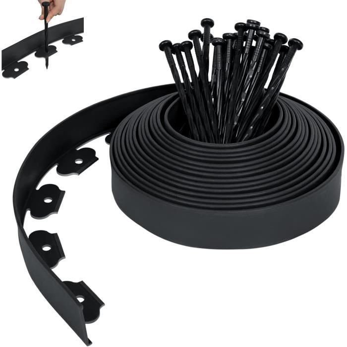 Bordure De Jardin En Plastique, Bordure De Parterre Avec 60 Piquets D'Ancrage Bordurette De