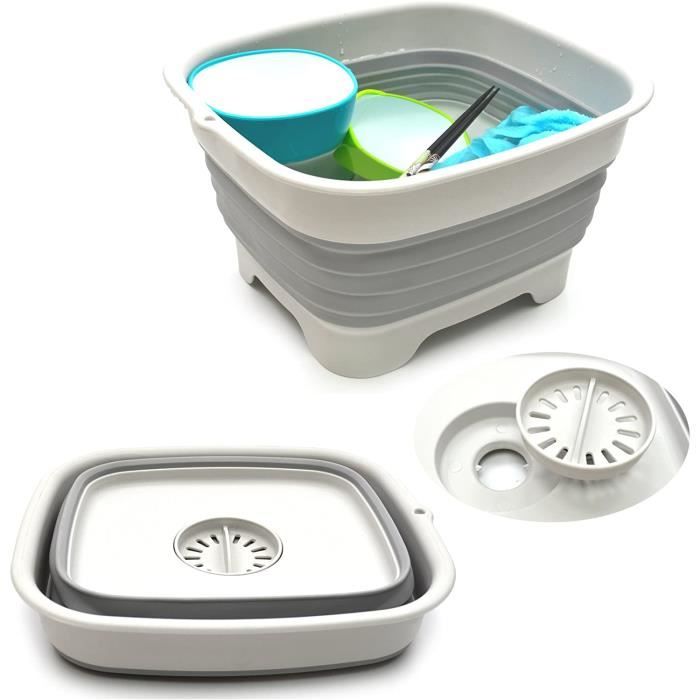 Pelle à Vaisselle Pliable SAMMART Avec Bouchon Vidange - Lavabo Portable 38.5x34.5x22cm - Économise 70% D'Espace