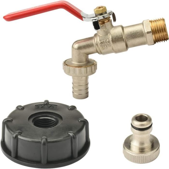 Lot De 2 Raccords Laiton Pour Citerne D'eau De Pluie - 3/4" Filetage Ext, 1/2" Int - Avec Joints Et Ruban Téflon - Pour Fût, Réservoir, Robinet