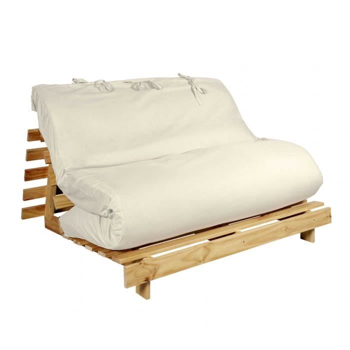 Housse matelas futon unie écru 140x190 - Achat / Vente ...