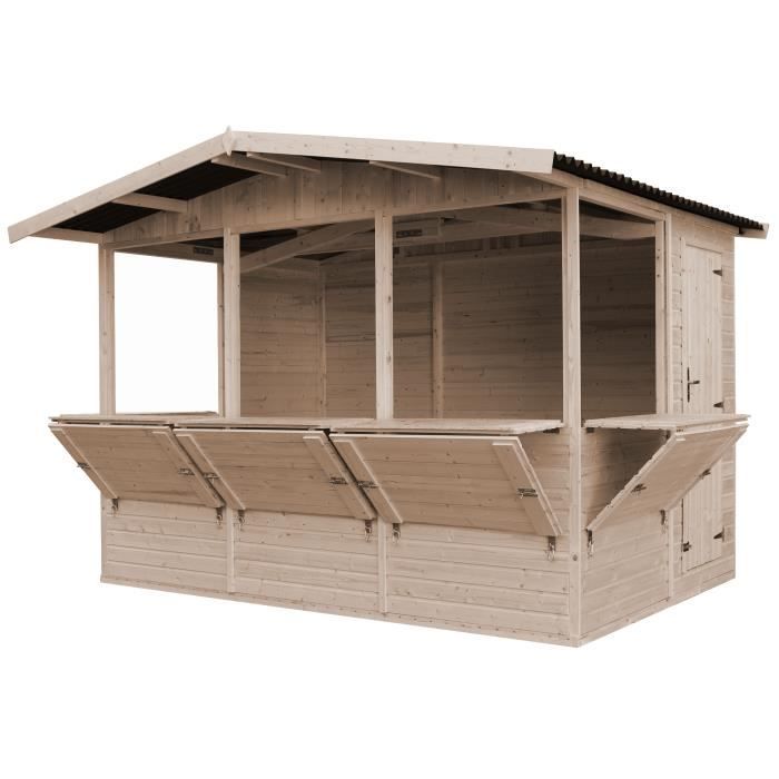 Kiosque en bois TIMBELA M150B - 6,03 m² - H232x336x263 cm - Pin/épicéa