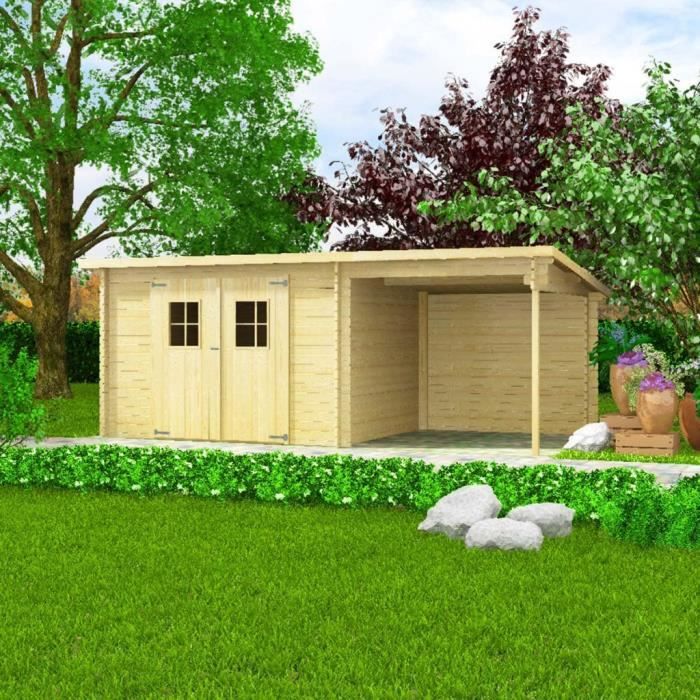 Festnight Abri De Jardin En Rondins Bois Massif Avec Toit Plat 5 3 X 3 M Achat Vente Abri Jardin Chalet Festnight Abri De Jardin En Cdiscount