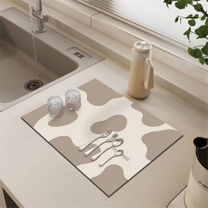 Tapis Égouttoir En Silicone Pour Vaisselle - 43x34 Cm - Absorbant, Antidérapant, Résistant à La Chaleur (220°C) - Noir
