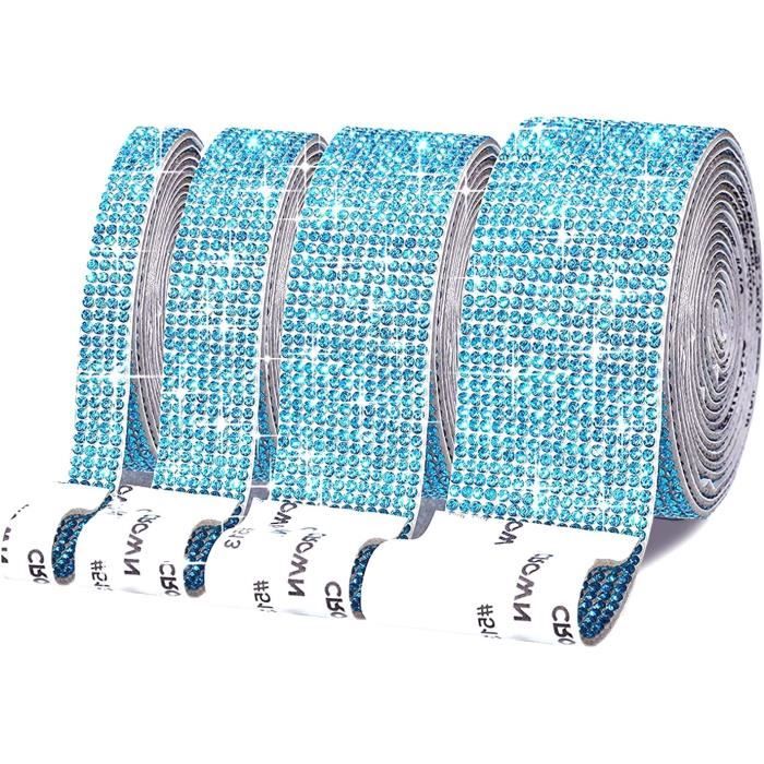 Ruban Strass Autocollant Champagne - 4 Rangées, 4 Yards (3,6 M), Largeur 9mm (0,35"), Pour Déco DIY & Personnalisation