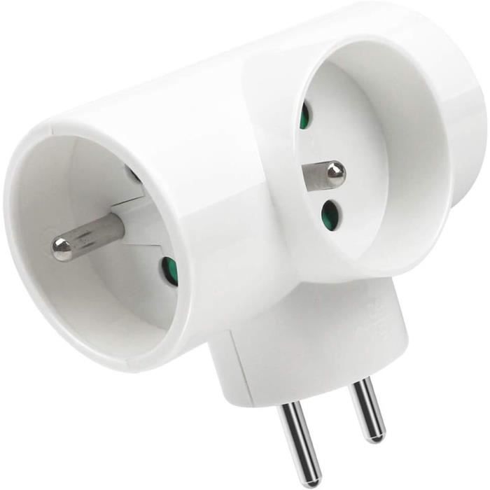 Multiprise Murale ITENSE – Fiche Triplite 3 Prises – 16A + 2x6A – Blanc – Sécurité Enfant – Certifié NF