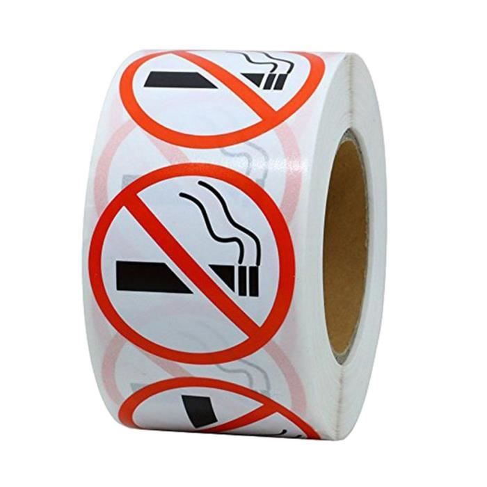 500x Interdiction de Fumer Autocollants d'avertissement Étiquettes Adhésif pour Porte Fenêtre 2,5cm Hellery