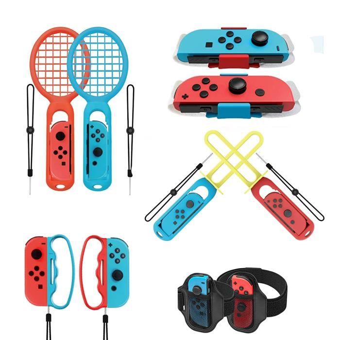 10 en 1 Switch Sport Accessoire, Kit d'accessoires pour Nintendo Switch  avec Club de Golf pour Mario Golf, Raquettes de Badminton de Tennis, Sangle