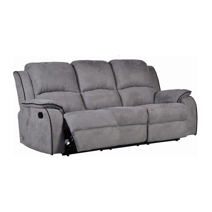 Canapé 3 places relax en microfibre HERNANI - Gris - VENTE-UNIQUE - Relaxation - Classique