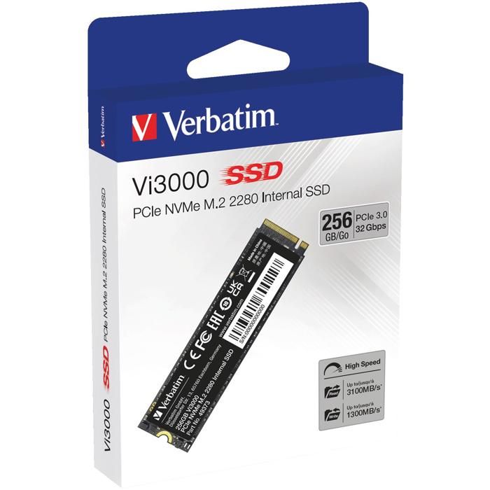 Verbatim Vi3000 256 GB SSD interne NVMe/PCIe M.2 PCIe NVMe 3.0 x4 au détail 49373