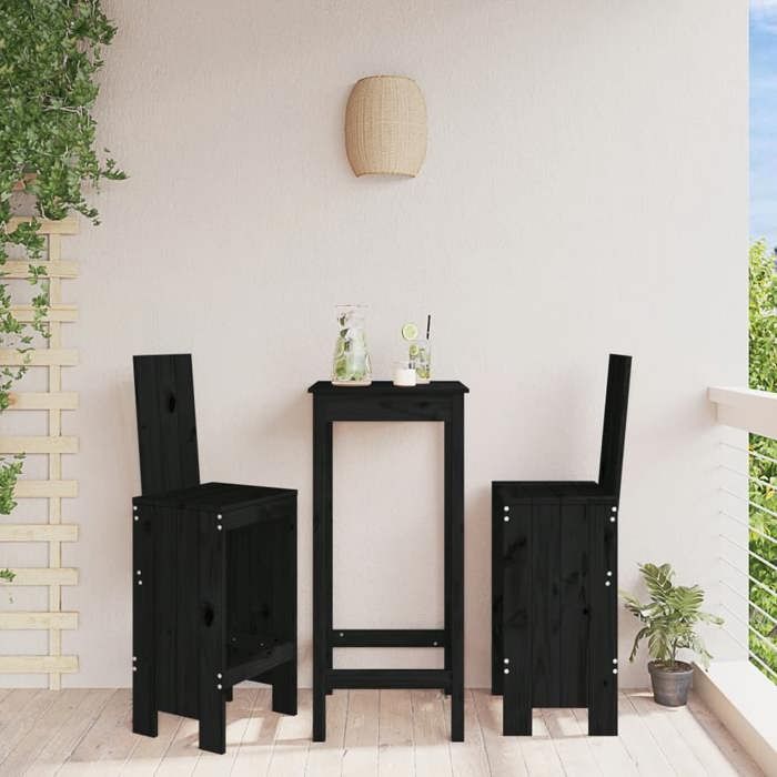 vidaXL Lot de 2 Tabourets de Bar Chaise de Pub Siège de Bistrot Meuble de Terrasse Balcon Patio Jardin Extérieur Noir 825356